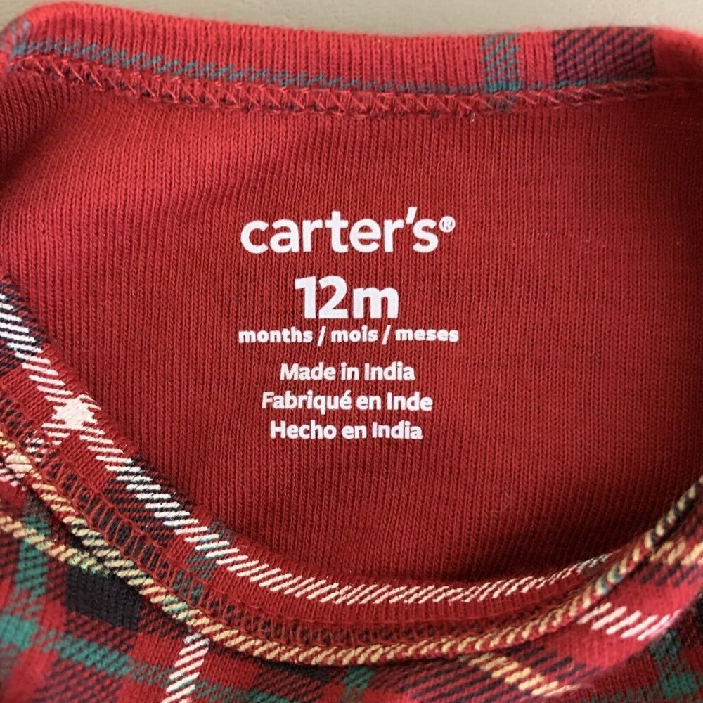 Carter’s Long Sleeve Bodysuit Red Plaid Tartan Holiday Christmas Baby 12 Months - Picture 2 of 10